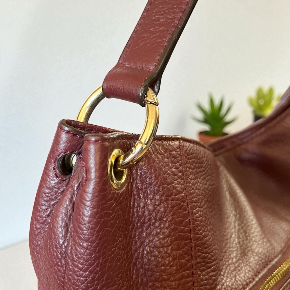 Michael Kors Burgundy Leather Charm Tassel Hobo Bag - Picture 4 of 13